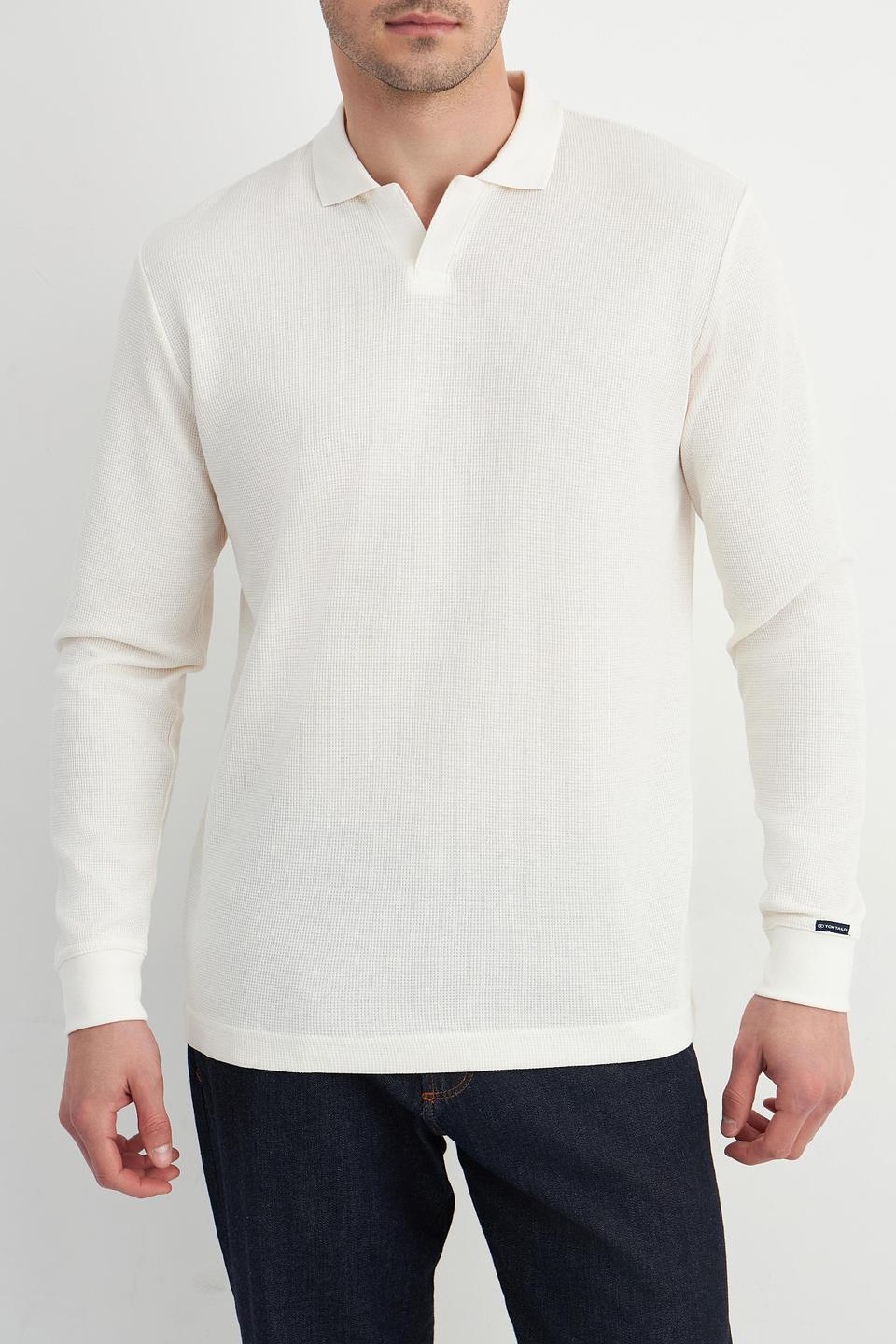 Поло Tom Tailor белое с длинным рукавом