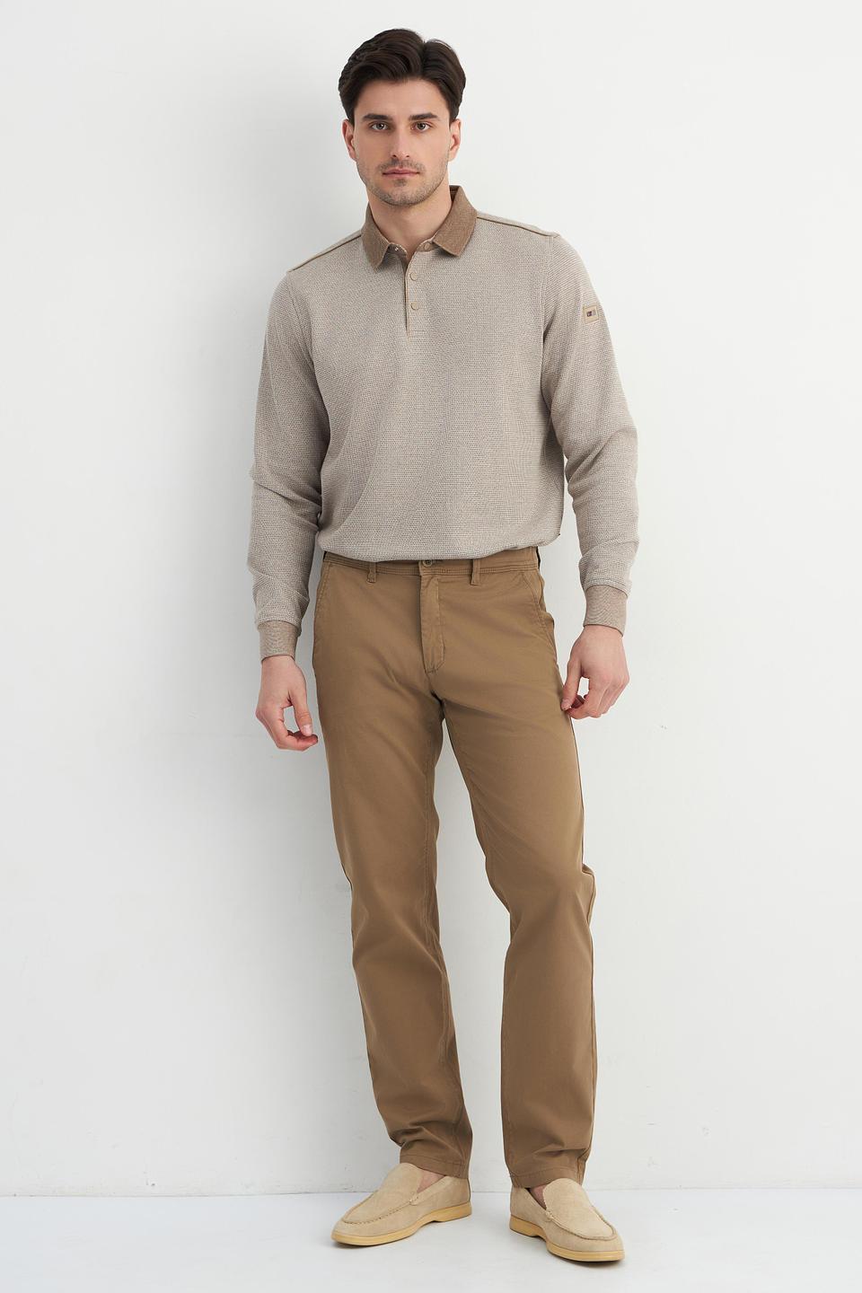 Пуловер Bugatti с воротником-поло бежевый