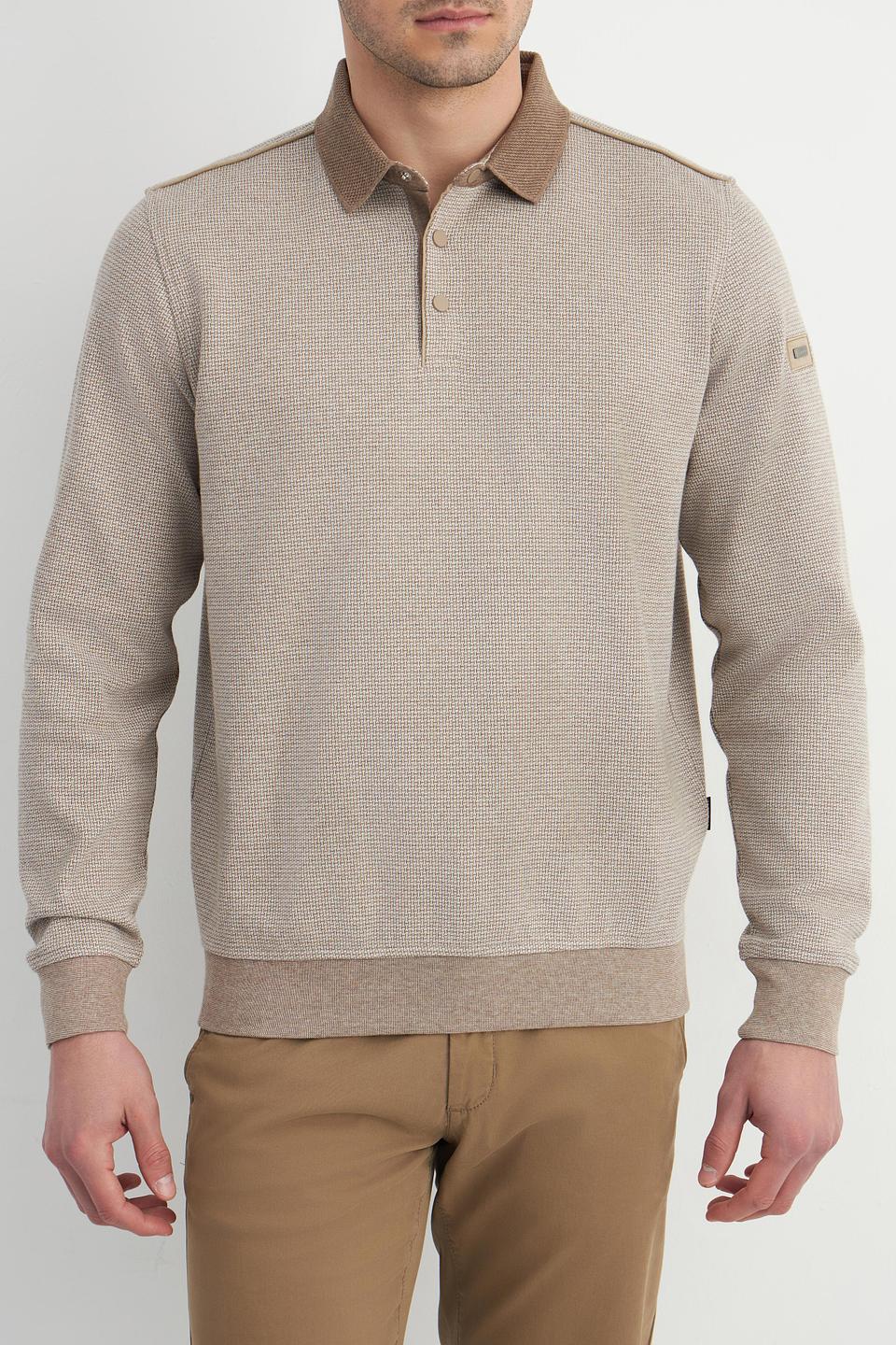 Пуловер Bugatti с воротником-поло бежевый