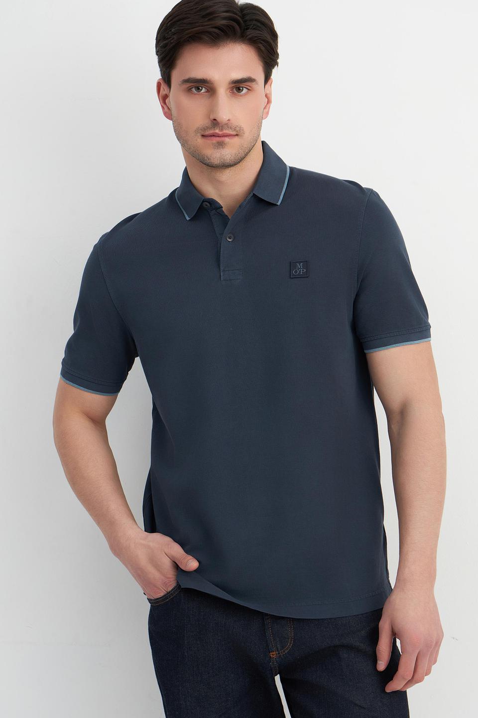 Поло Marc O Polo тёмно-синее с отделкой