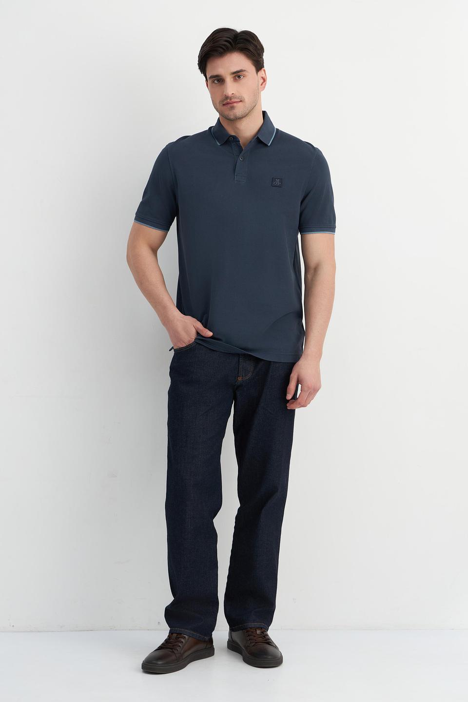 Поло Marc O Polo тёмно-синее с отделкой