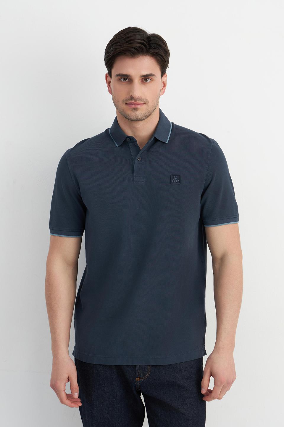 Поло Marc O Polo тёмно-синее с отделкой