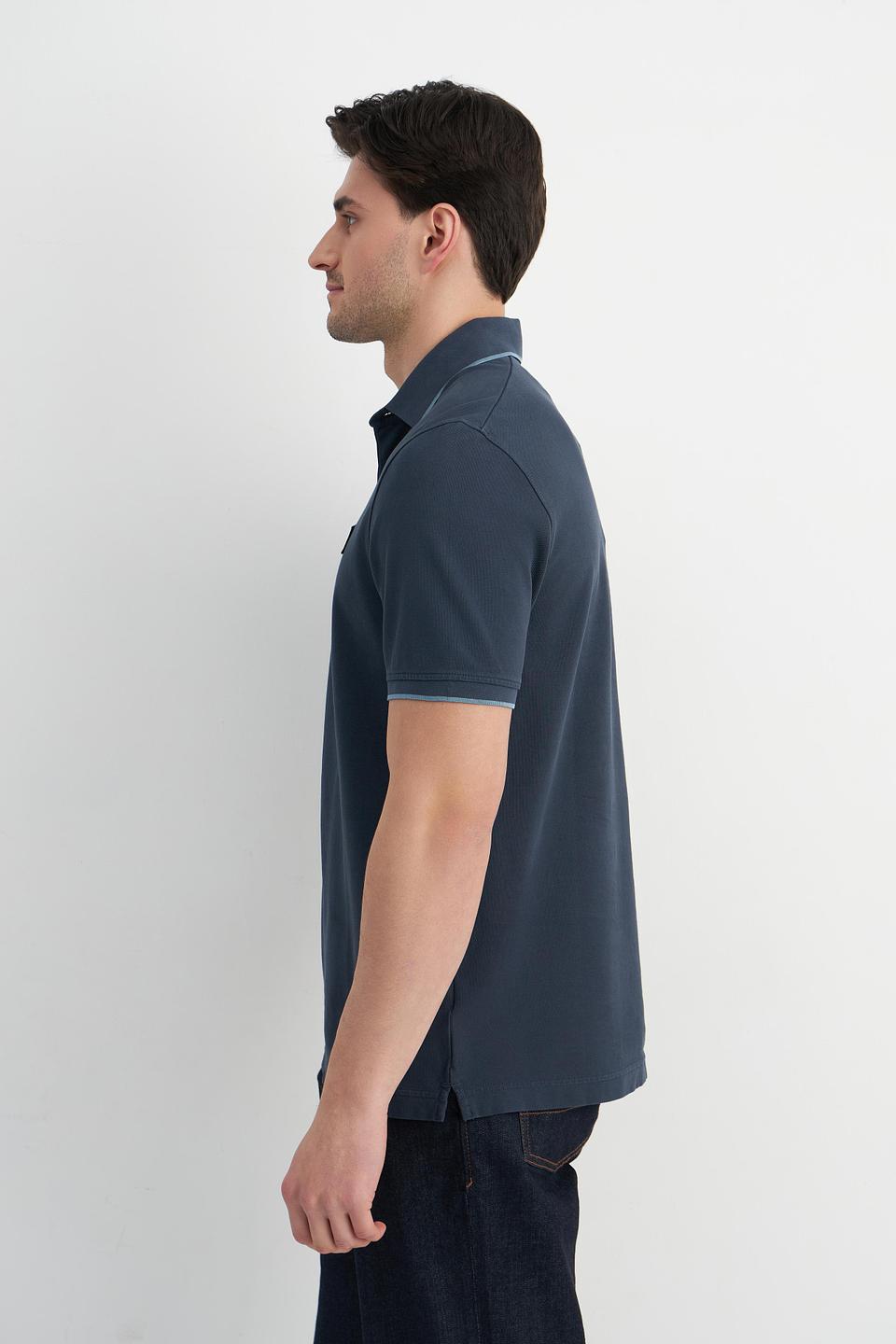 Поло Marc O Polo тёмно-синее с отделкой