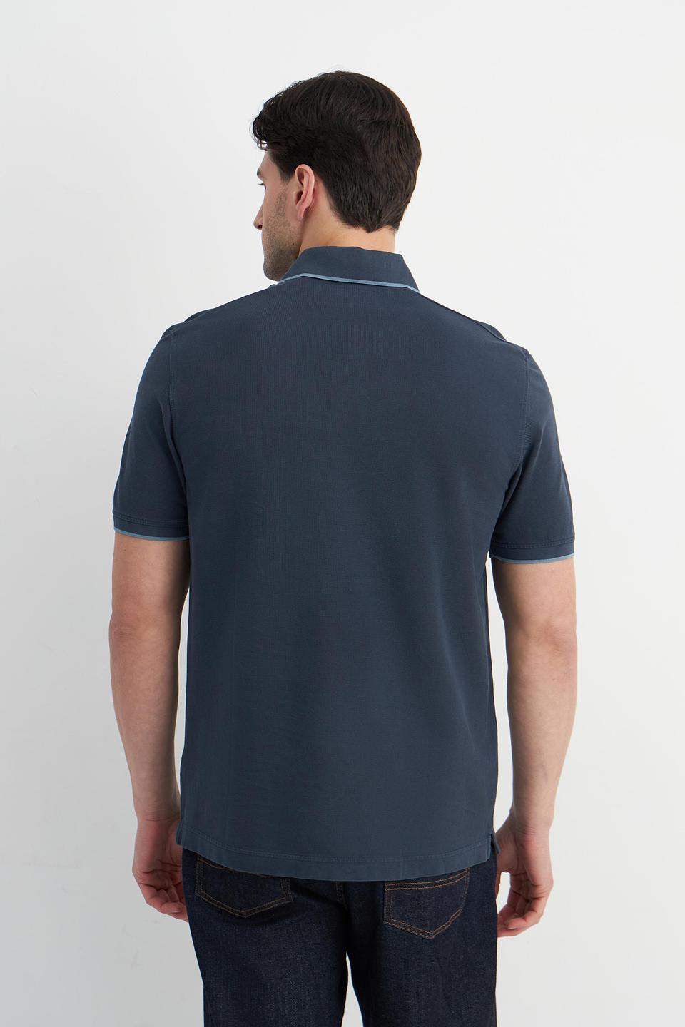 Поло Marc O Polo тёмно-синее с отделкой