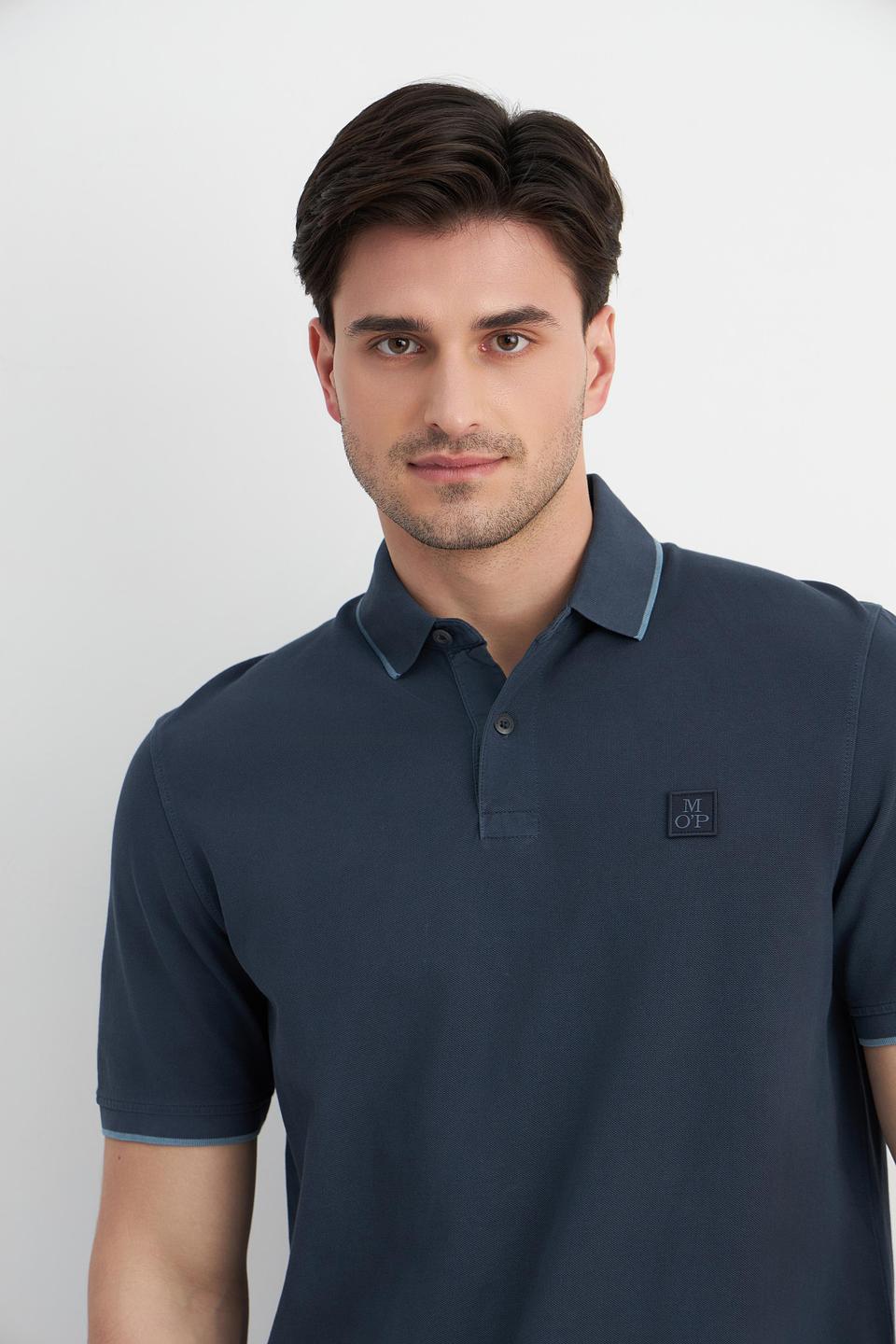 Поло Marc O Polo тёмно-синее с отделкой
