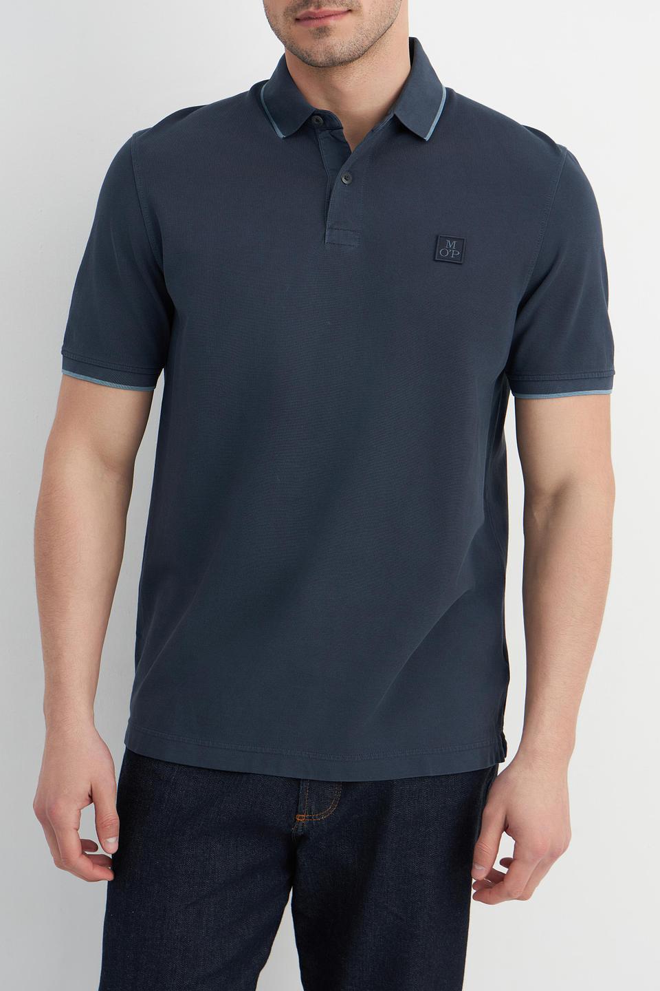 Поло Marc O Polo тёмно-синее с отделкой