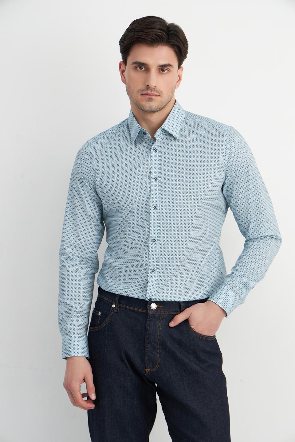 Рубашка Venti в мелкий принт голубой