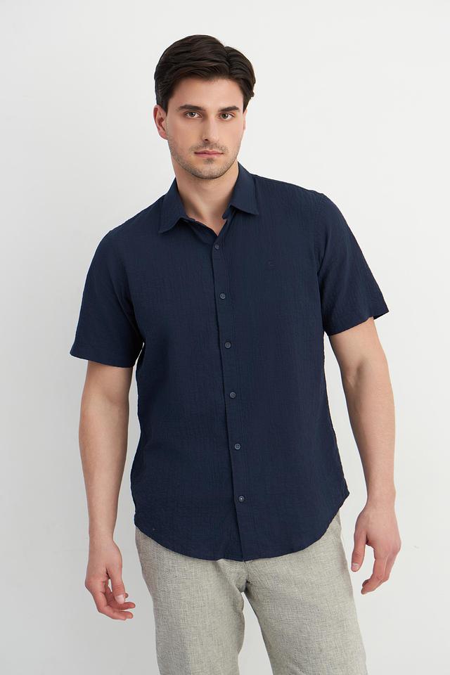 Рубашка Lerros с вышивкой синяя