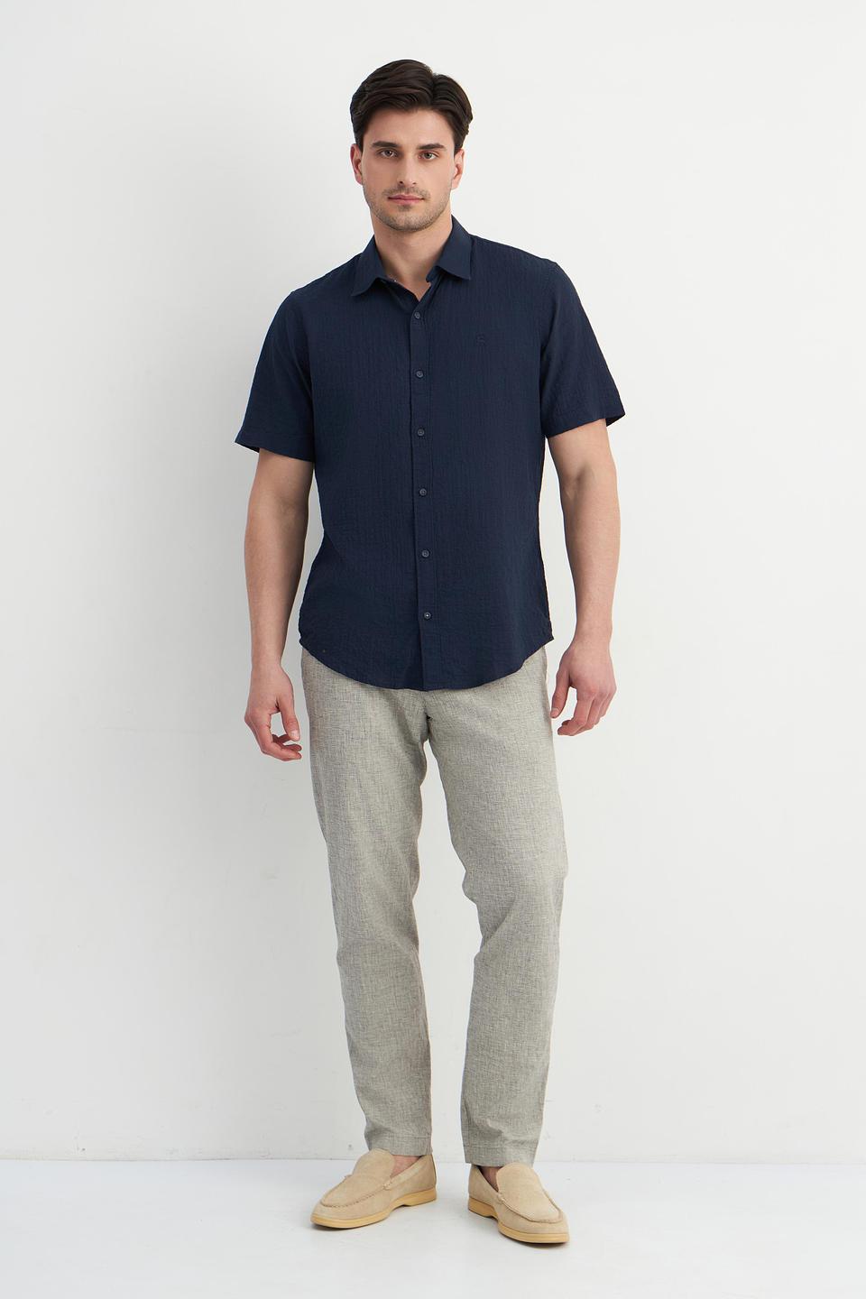 Рубашка Lerros с вышивкой синяя