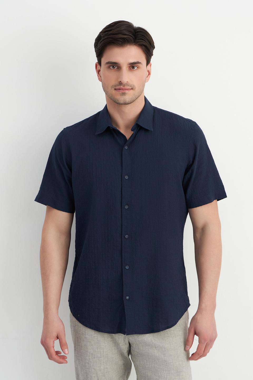 Рубашка Lerros с вышивкой синяя