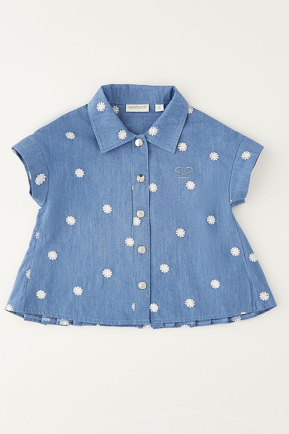 Блуза Sarabanda с цветами голубая