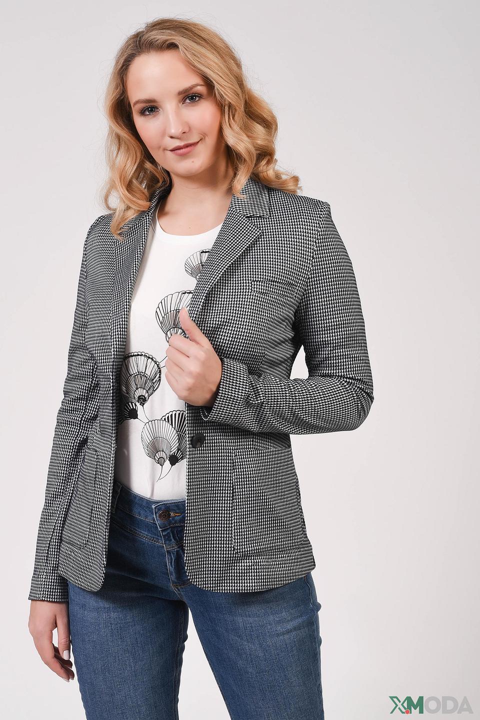 Жакет Oui в клетку серый