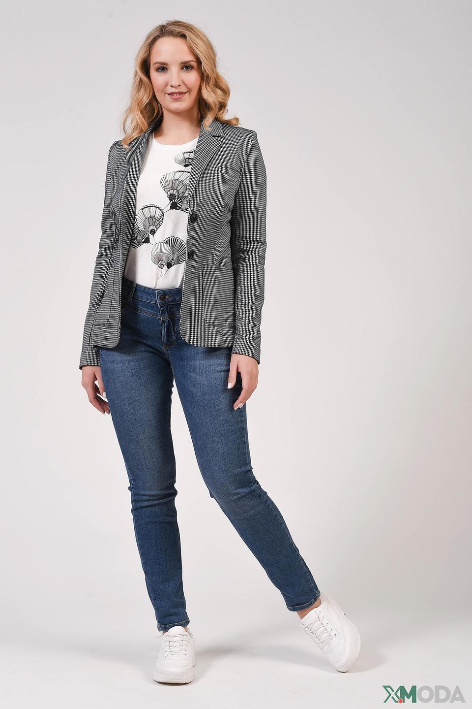 Жакет Oui в клетку серый