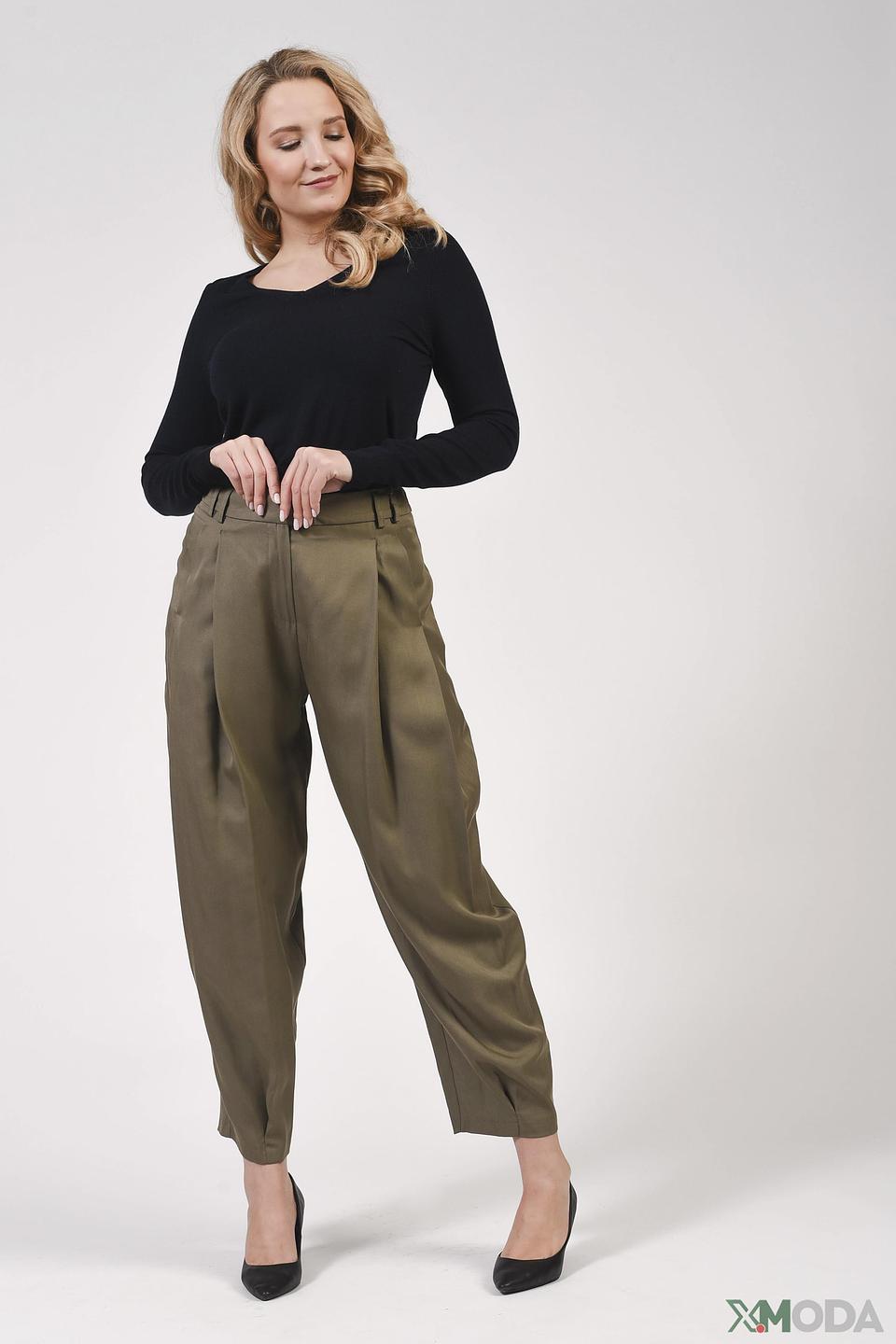 Брюки Kaos оливковые с защипами
