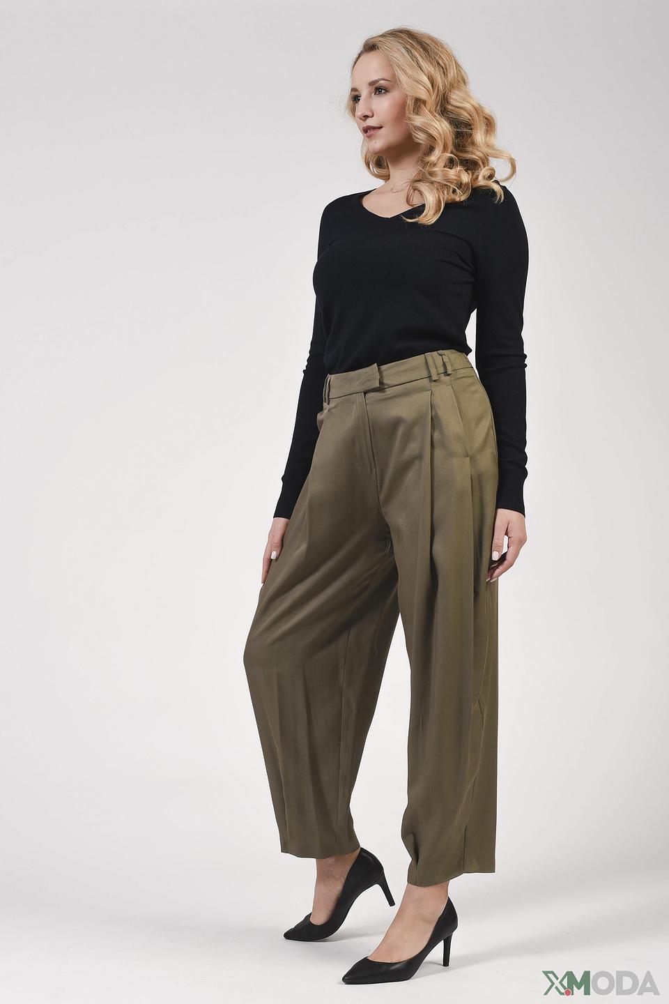 Брюки Kaos оливковые с защипами