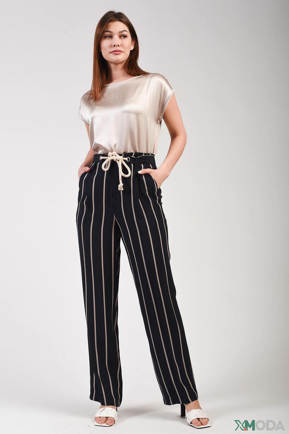Брюки в полоску Oui чёрно-белые