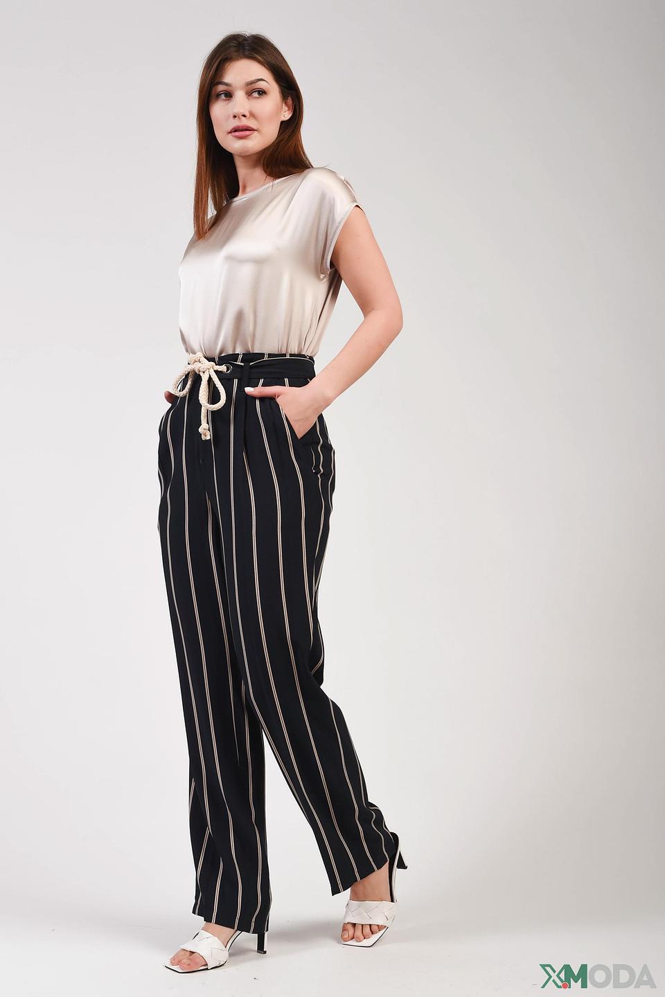 Брюки в полоску Oui чёрно-белые
