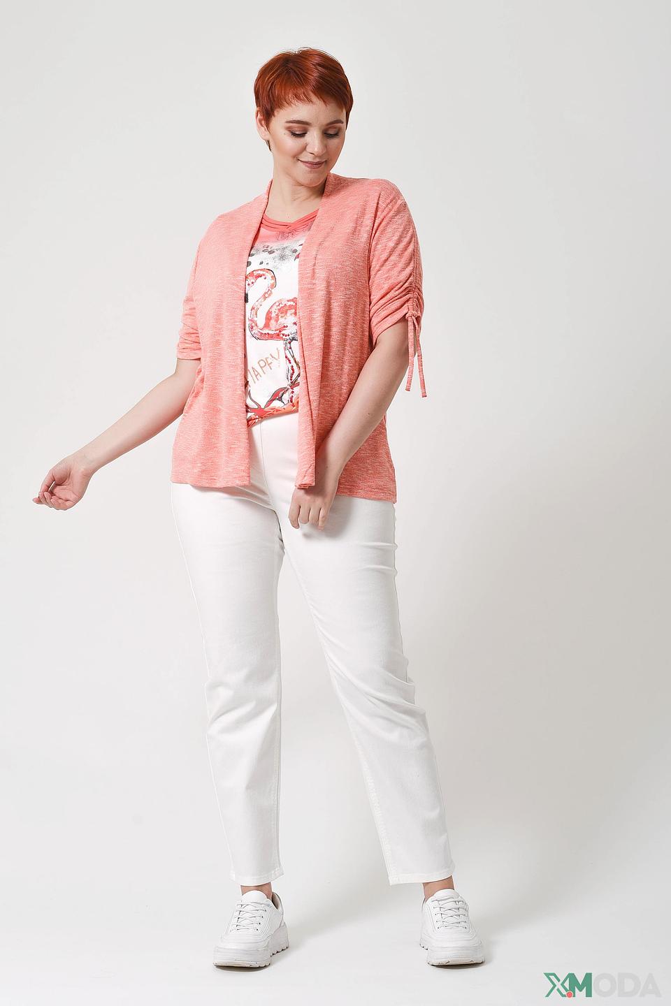 Жакет Lebek с рукавами-буфами коралловый