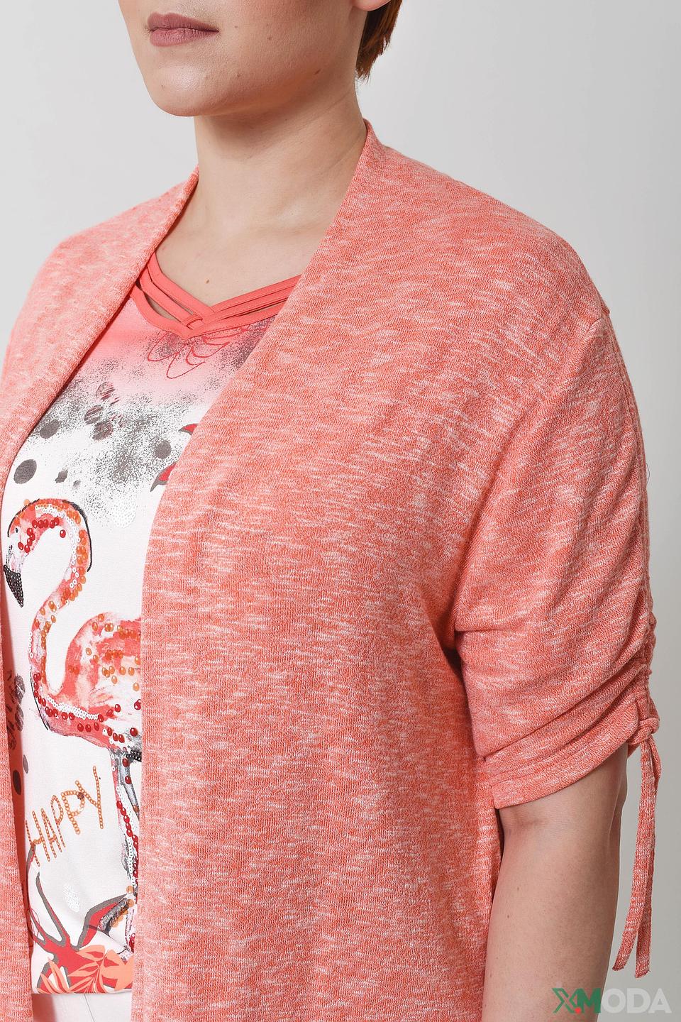 Жакет Lebek с рукавами-буфами коралловый