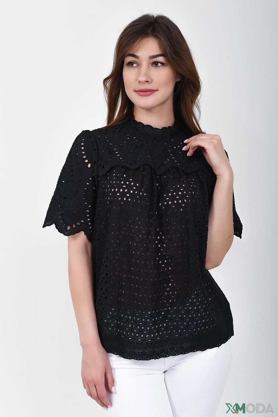 Блуза Oui черная с вышивкой