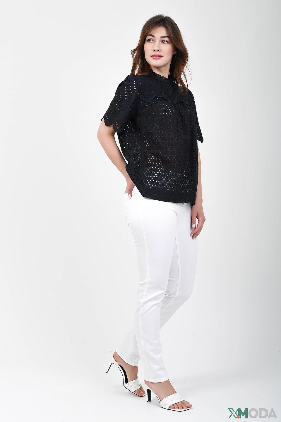 Блуза Oui черная с вышивкой