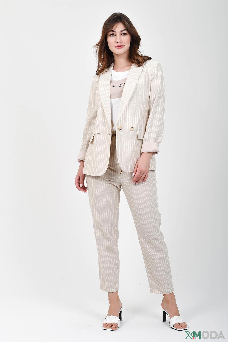 Жакет Oui в полоску бежевый