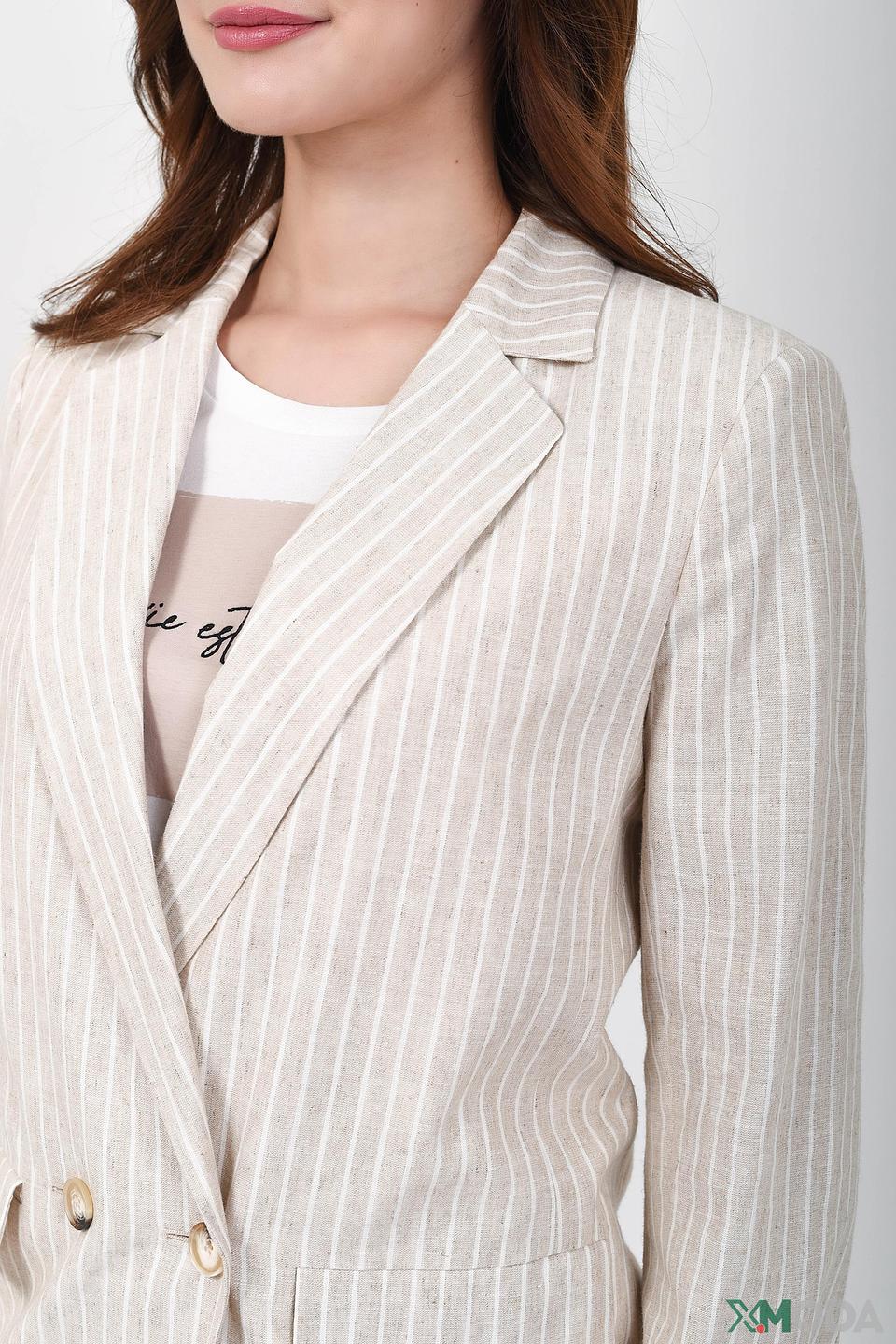 Жакет Oui в полоску бежевый