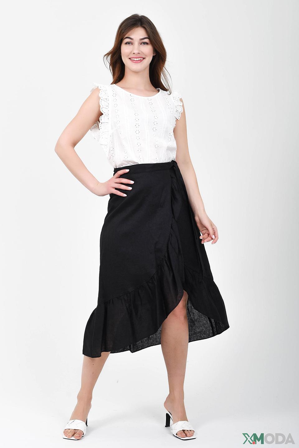 Топ Oui с вышивкой и воланами белый