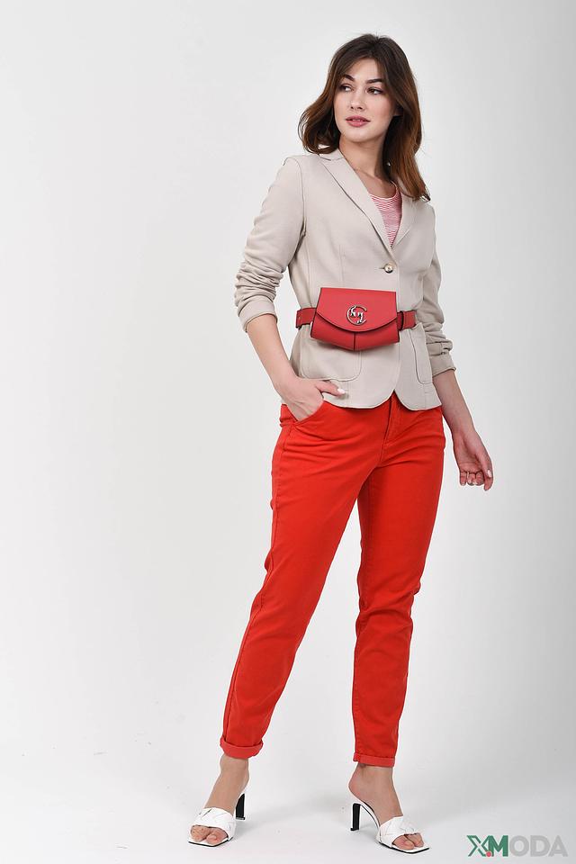 Брюки Oui красные зауженные