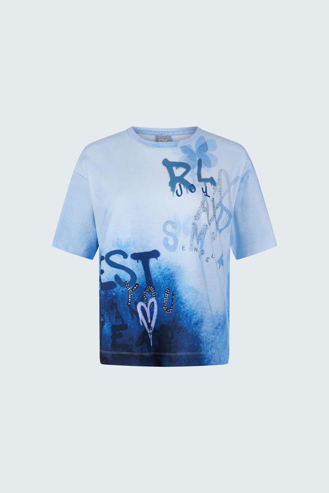 Футболка Rabe collection с принтом, голубая
