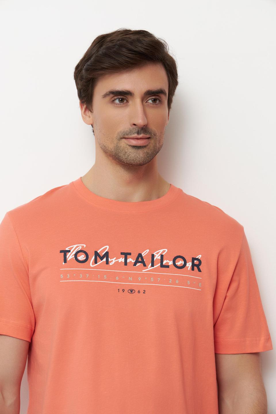 Персиковая футболка Tom Tailor с принтом