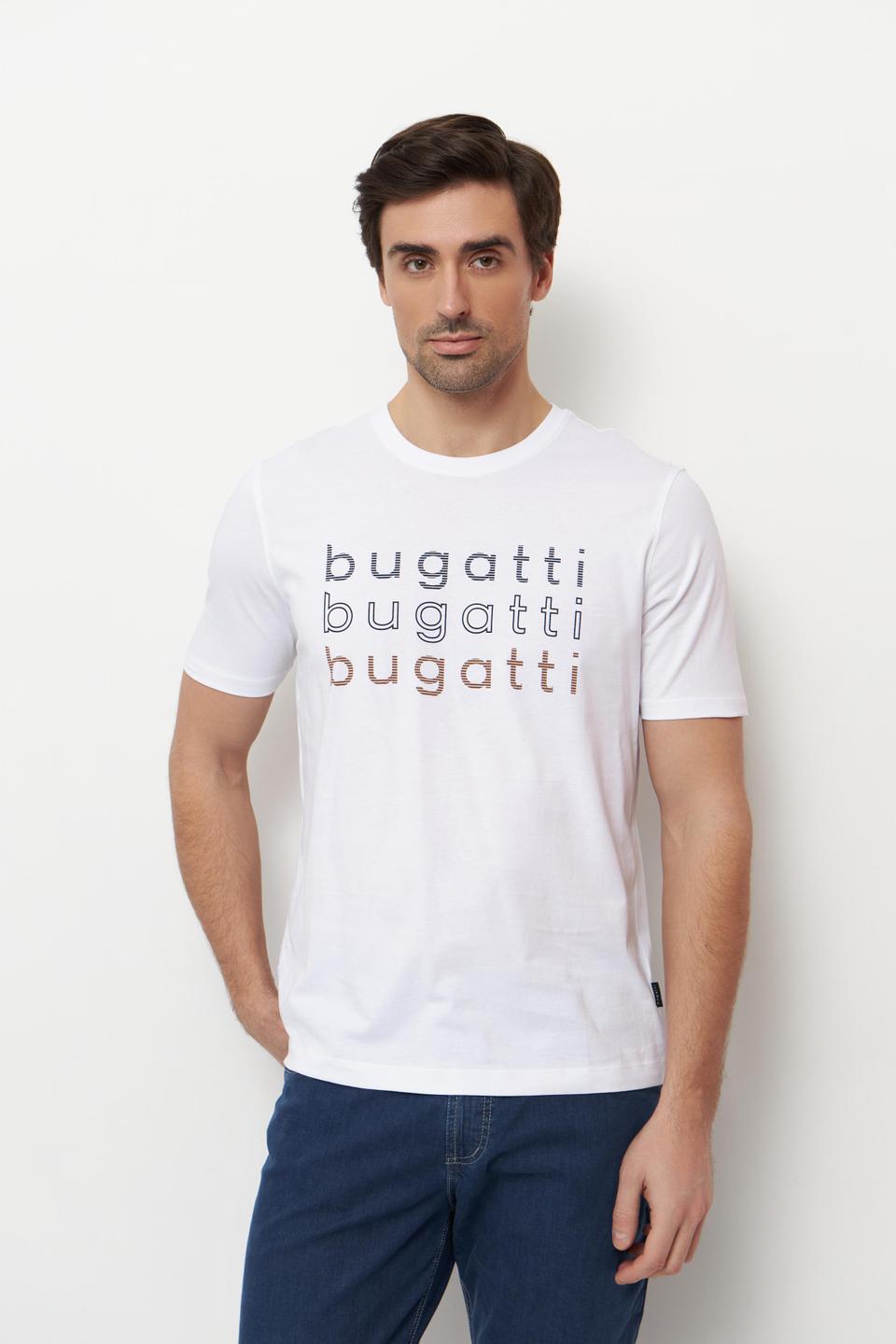 Белая футболка Bugatti с принтом