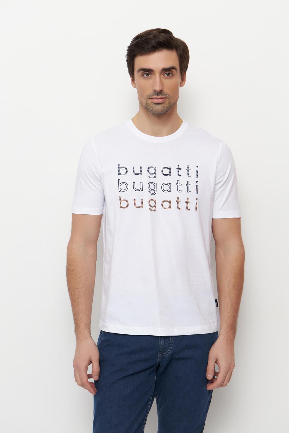 Белая футболка Bugatti с принтом