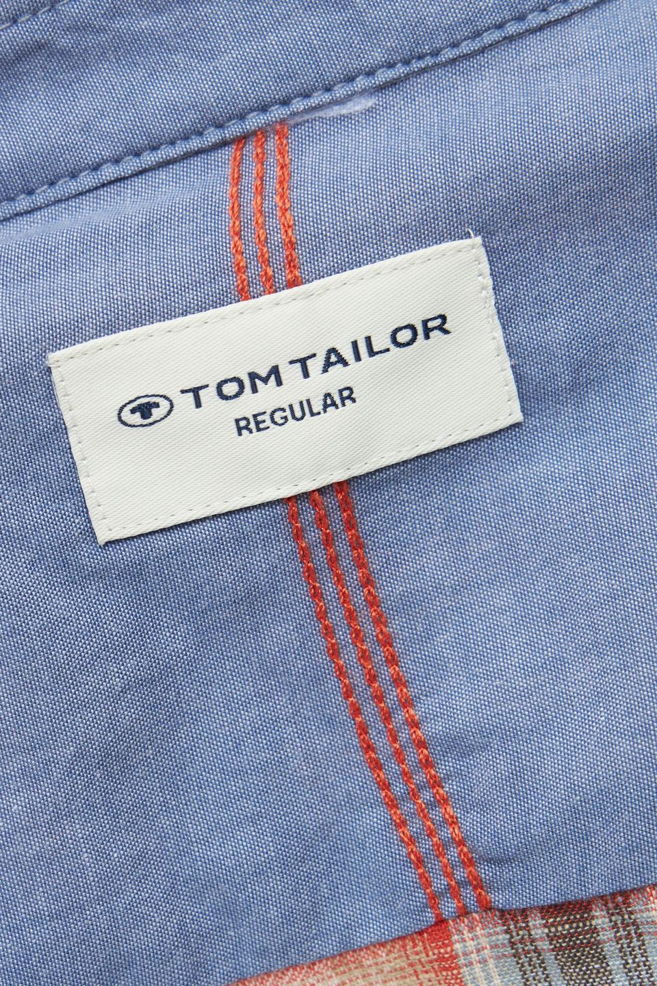 Рубашка с коротким рукавом в клетку Tom Tailor белого цвета