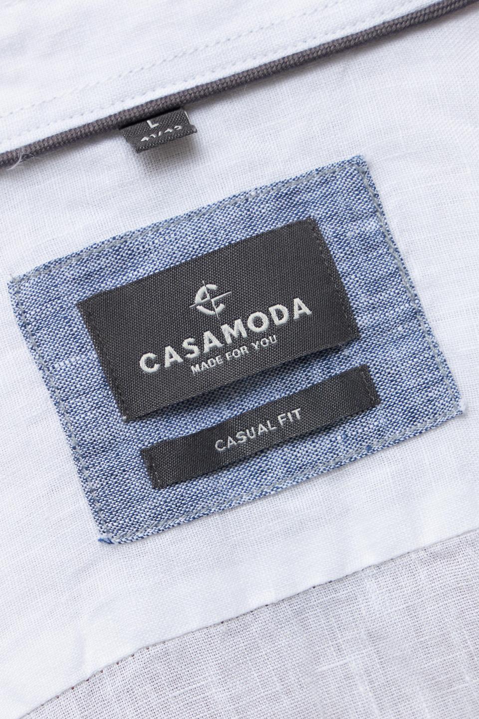 Белая льняная рубашка Casa Moda с коротким рукавом