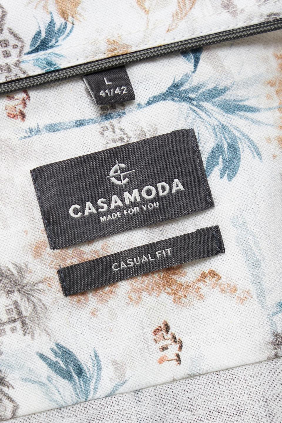 Белая рубашка Casa Moda с коротким рукавом и тропическим принтом