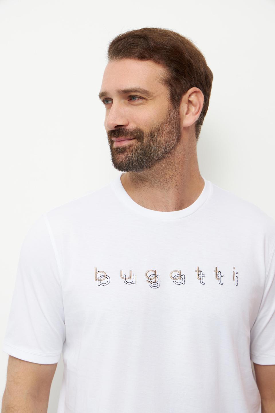 Белая футболка Bugatti с принтом