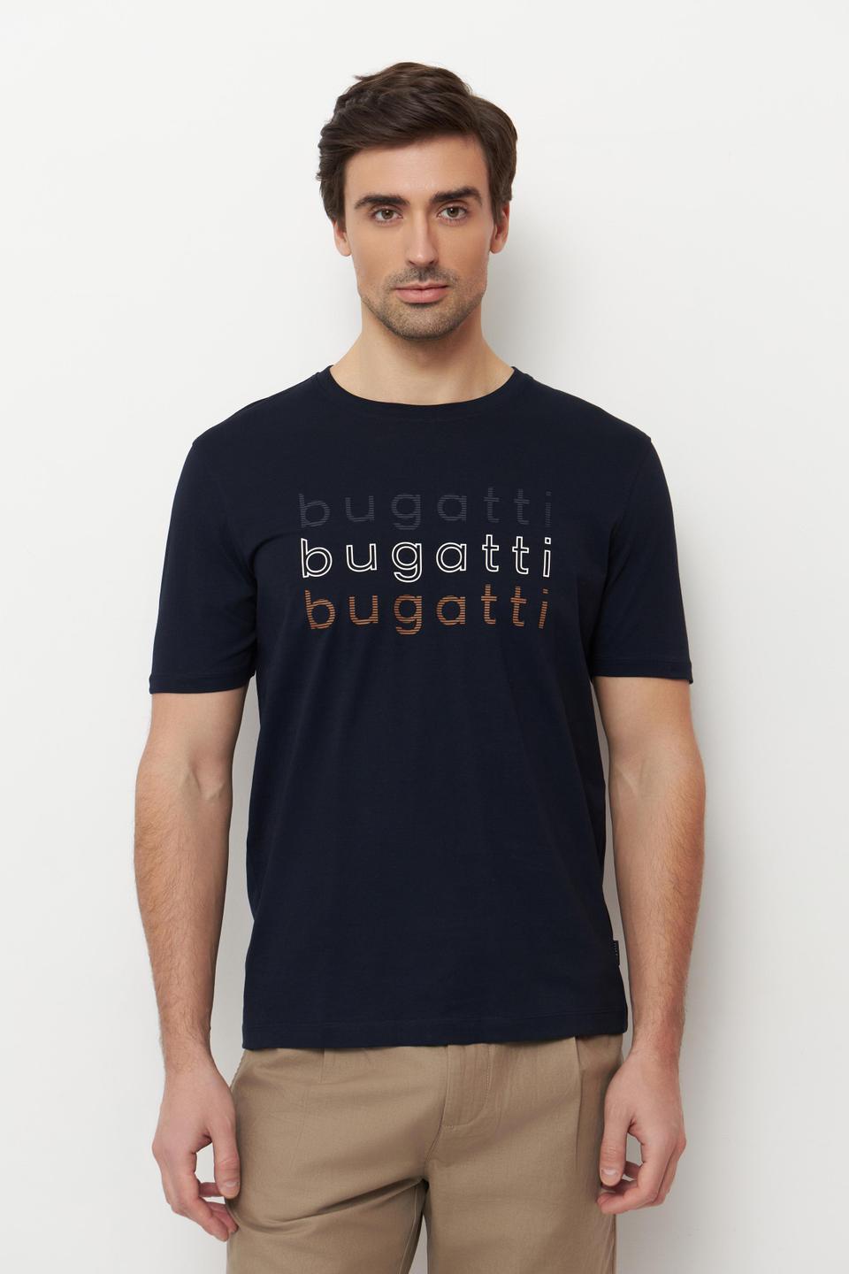 Тёмно-синяя футболка Bugatti с принтом