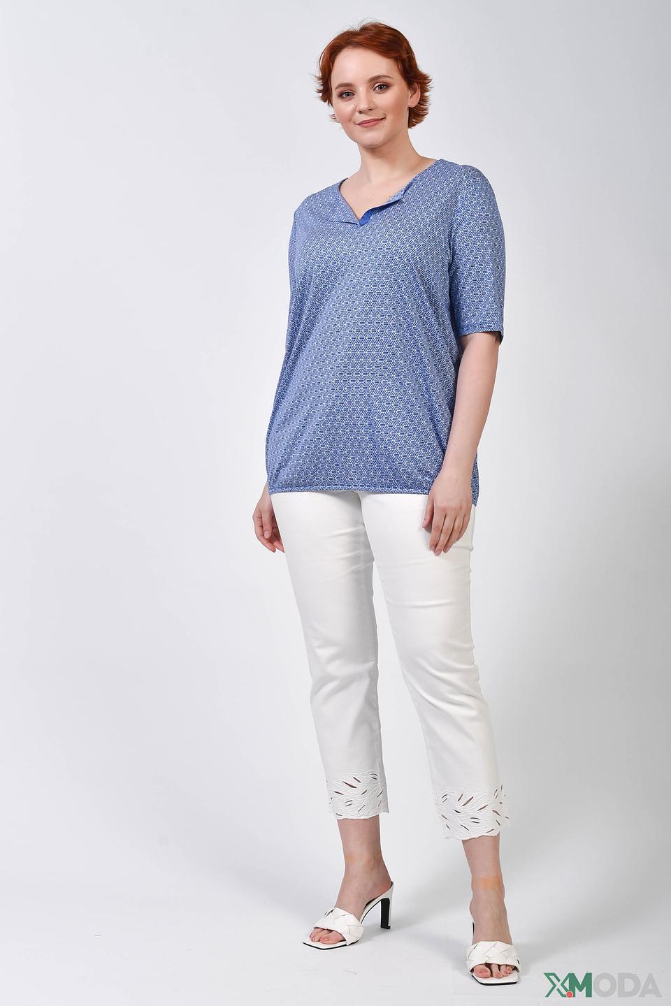 Блуза Gerry Weber синяя с геометрическим принтом