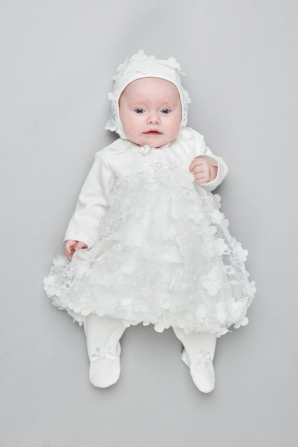 Комплект Choupette платье+чепчик экрю