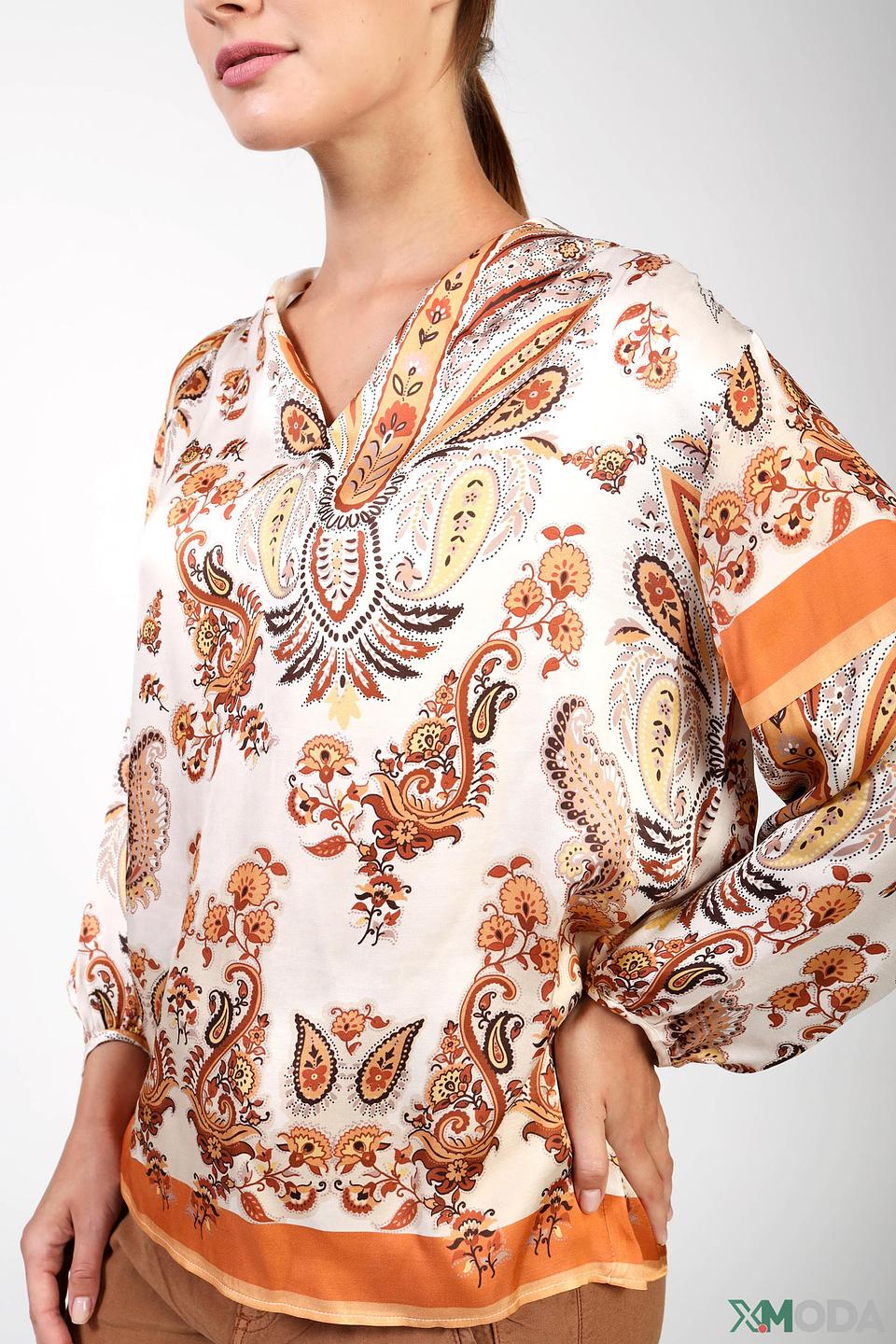 Блуза Oui с принтом пейсли бежевый