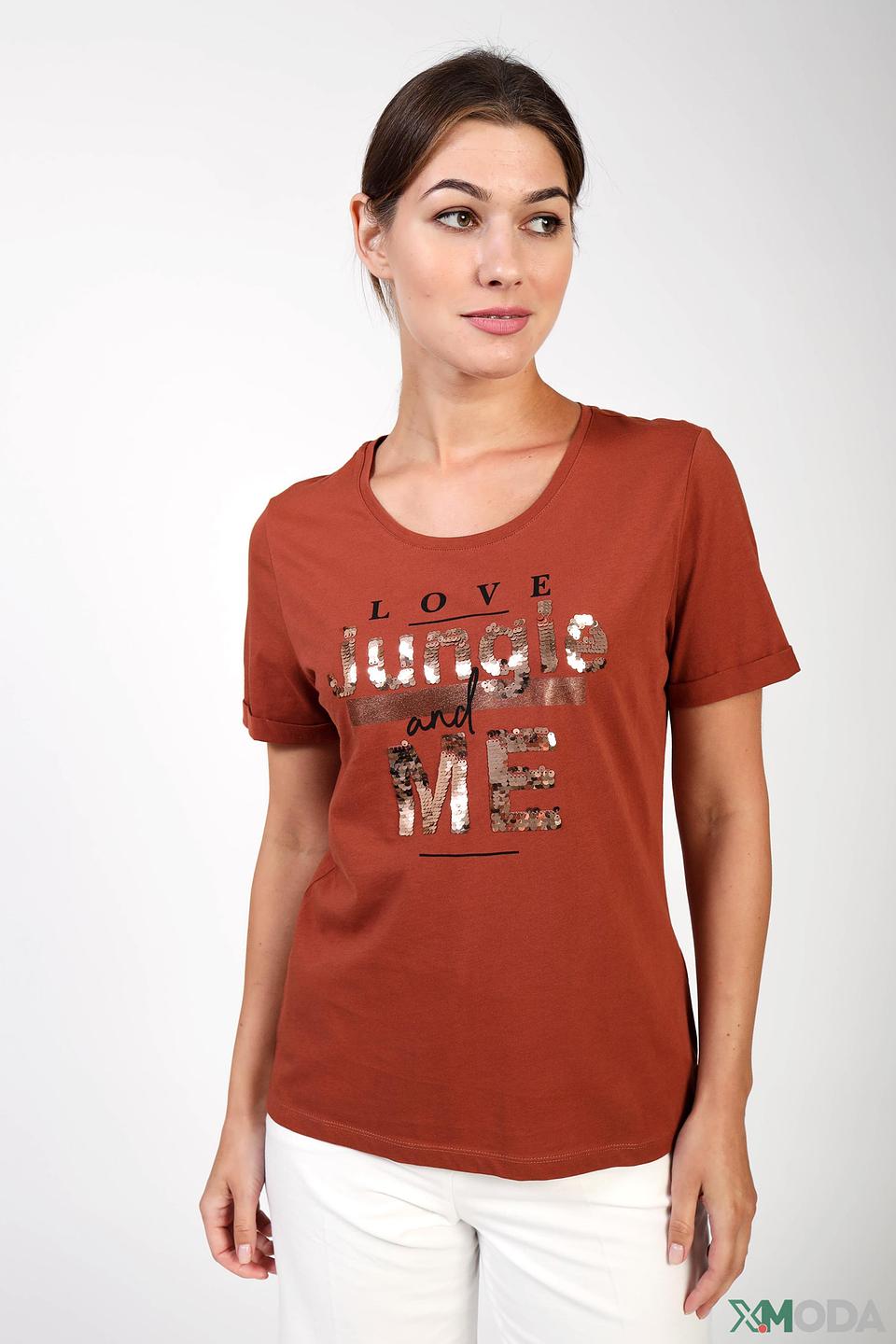 Футболка Via Appia с пайетками терракотовая