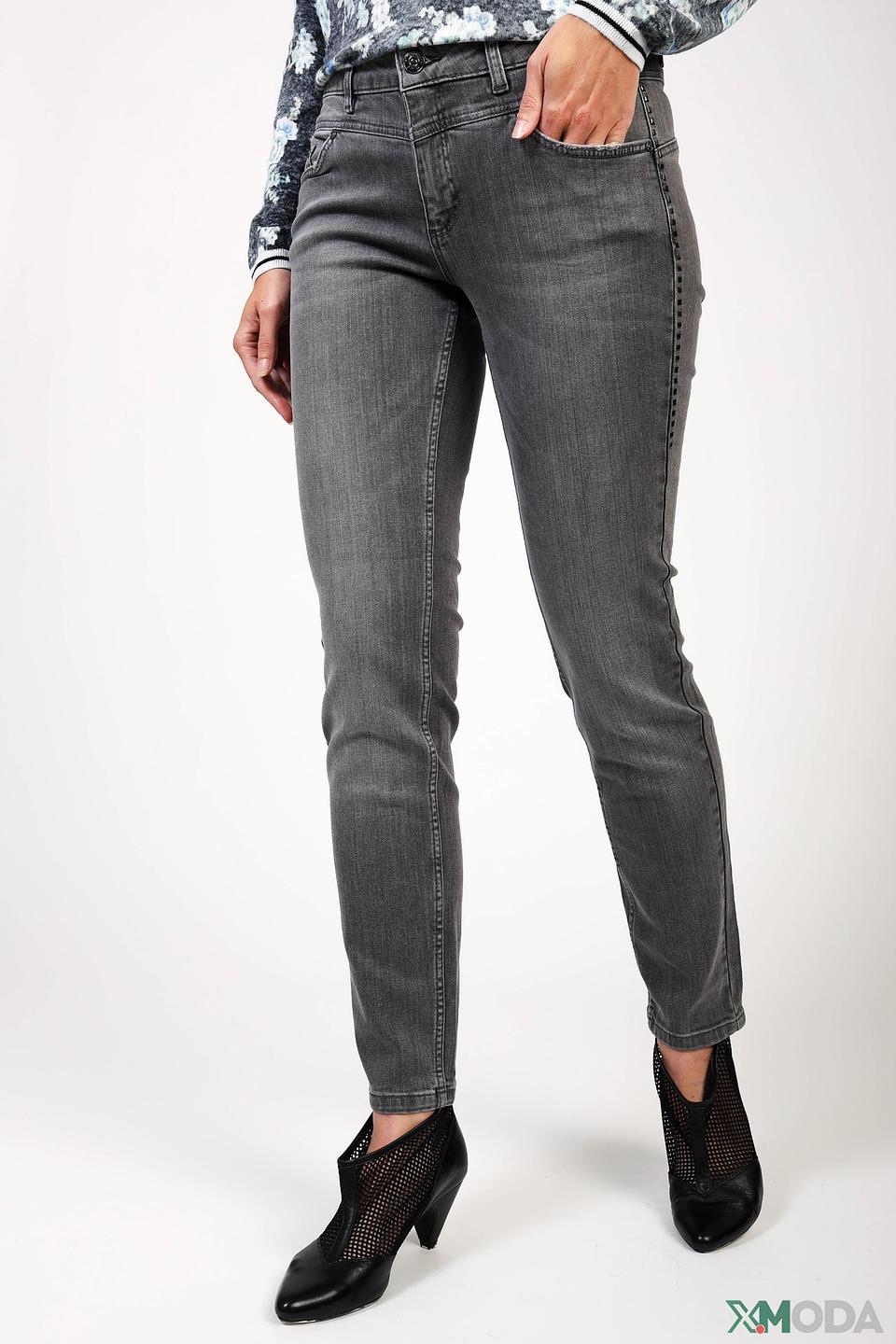 Джинсы Oui серые с декоративной отделкой