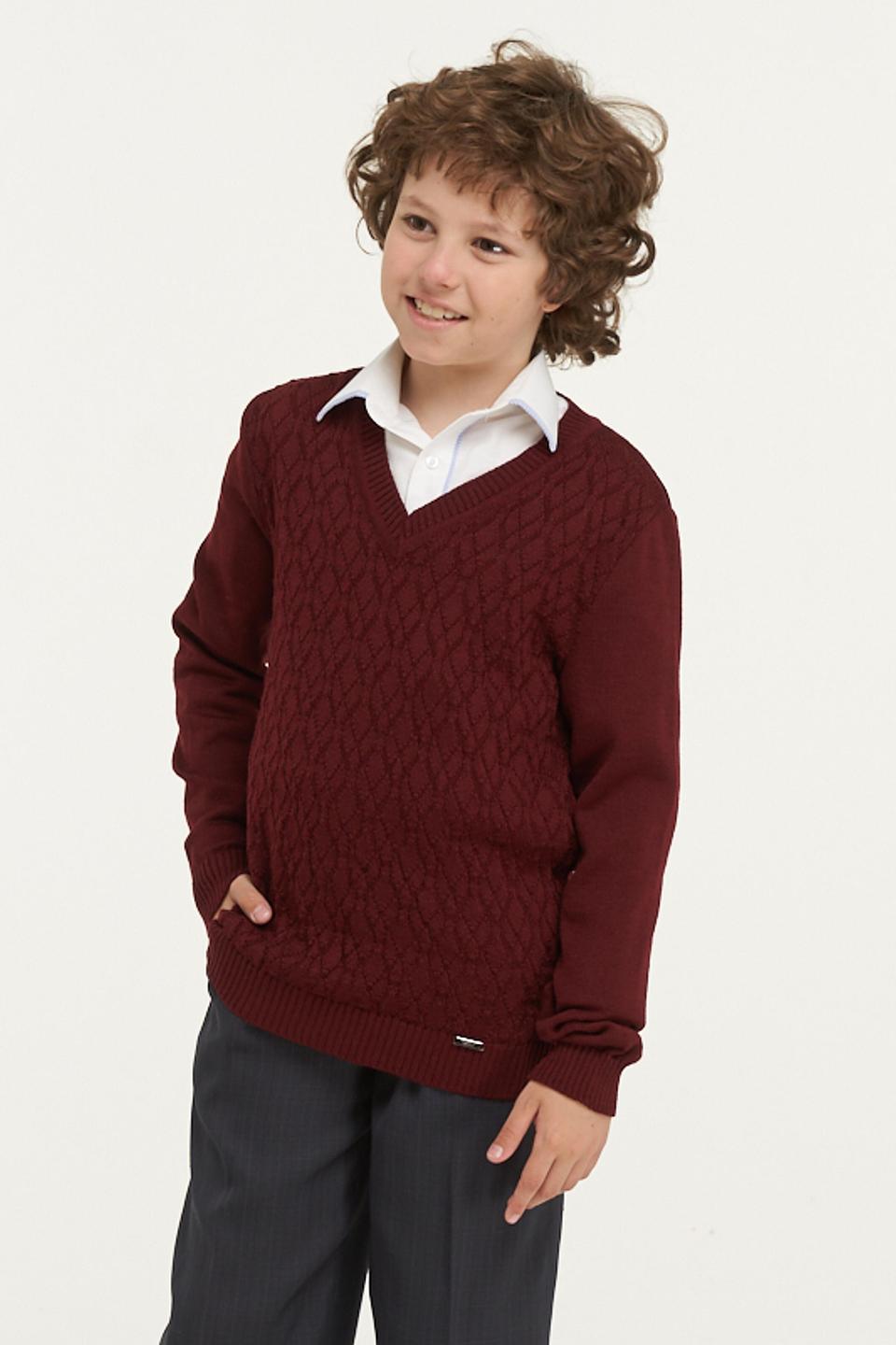 Джемпер VAY с косами бордовый