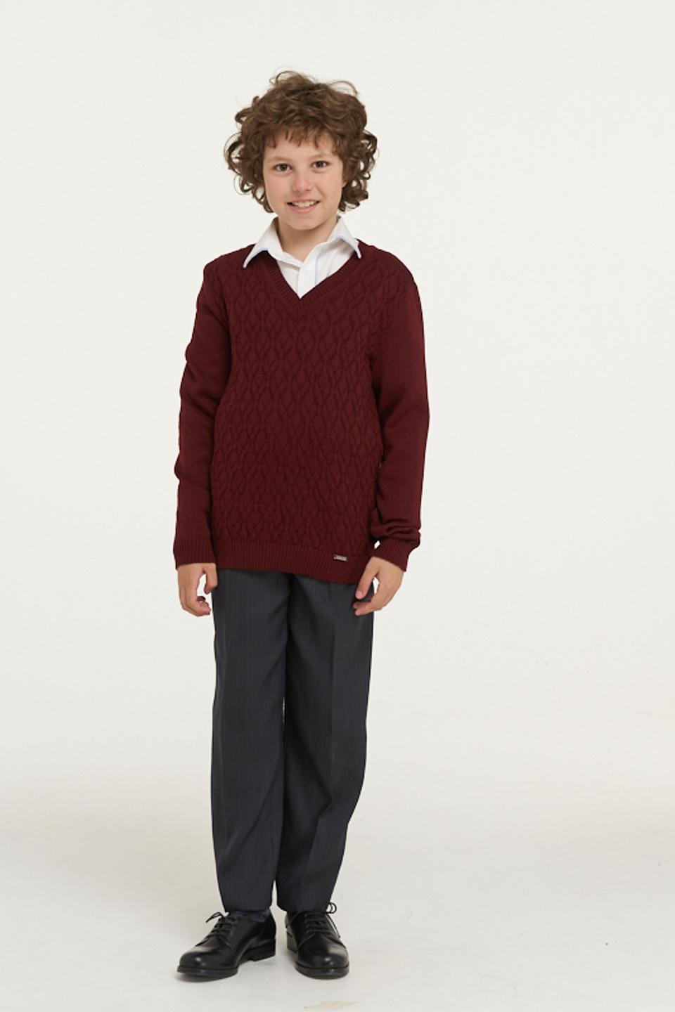 Джемпер VAY с косами бордовый