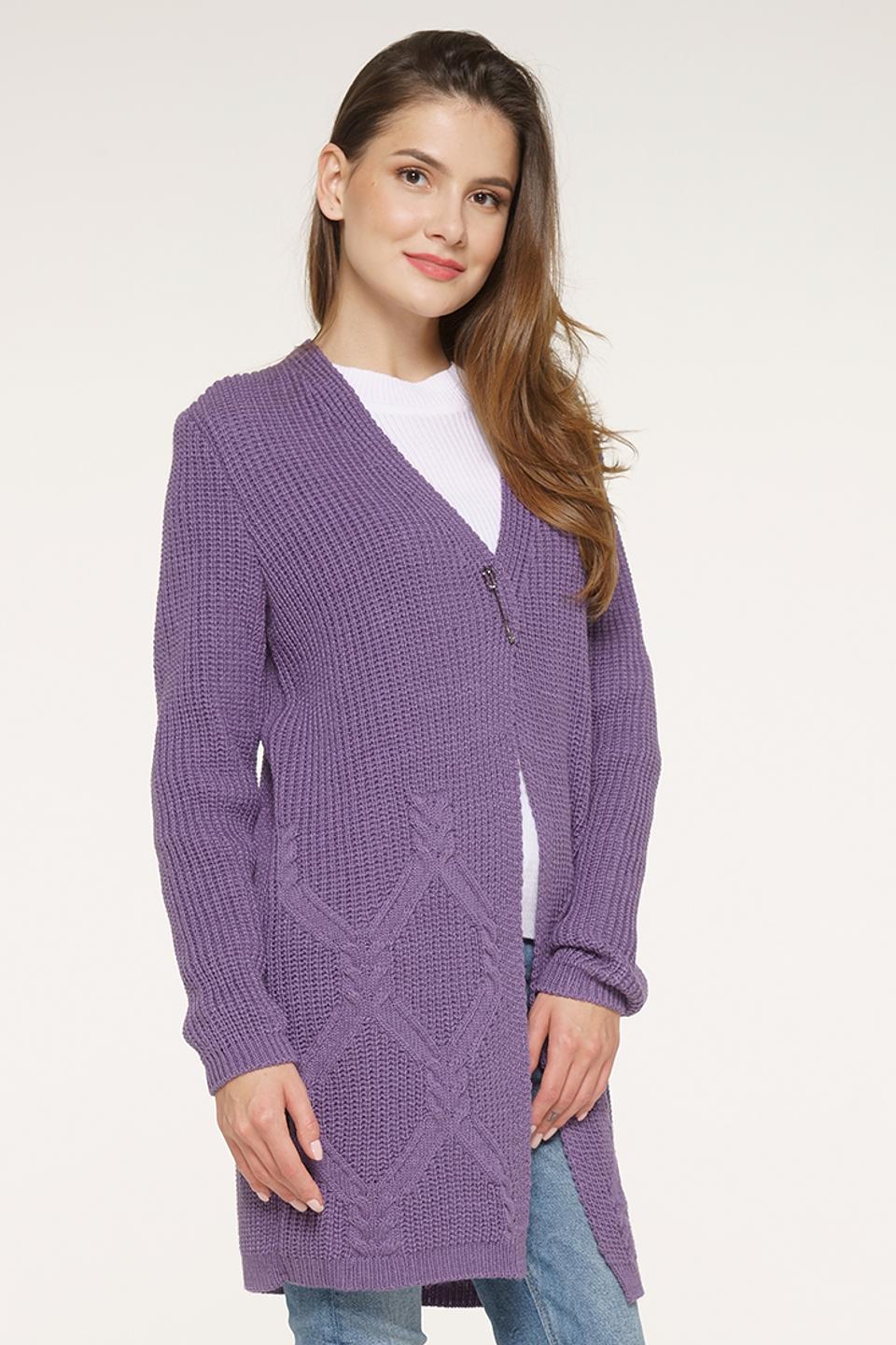 Кардиган VAY вязаный лиловый