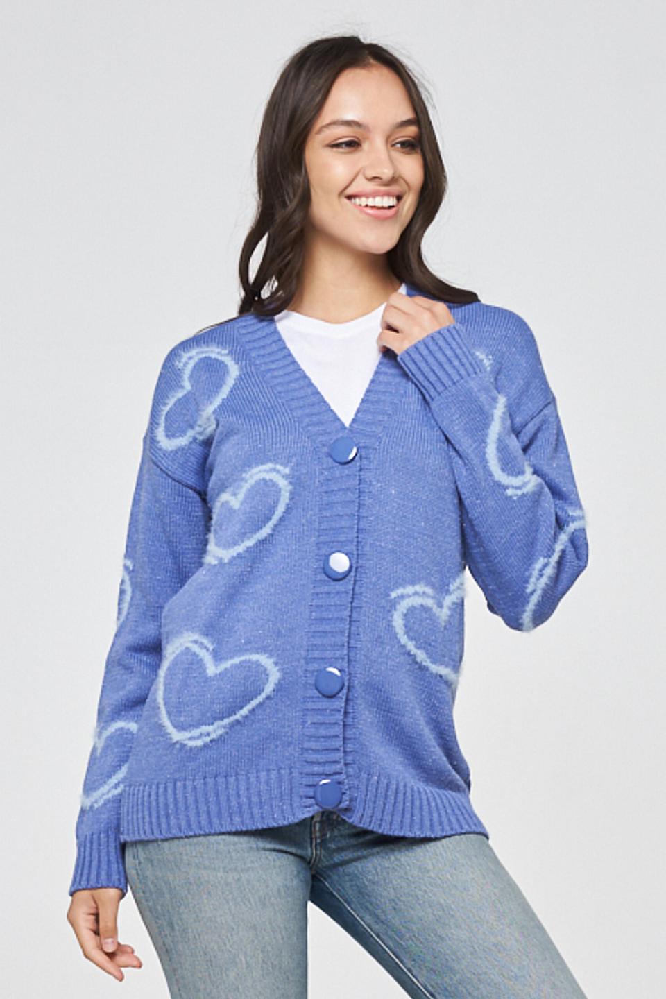Кардиган BE YOU с сердечками голубой