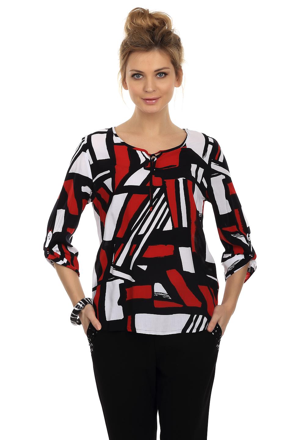 Блуза Lebek, черно-красная, с завязками