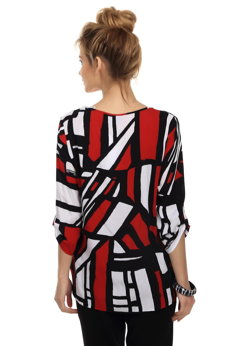 Блуза Lebek, черно-красная, с завязками