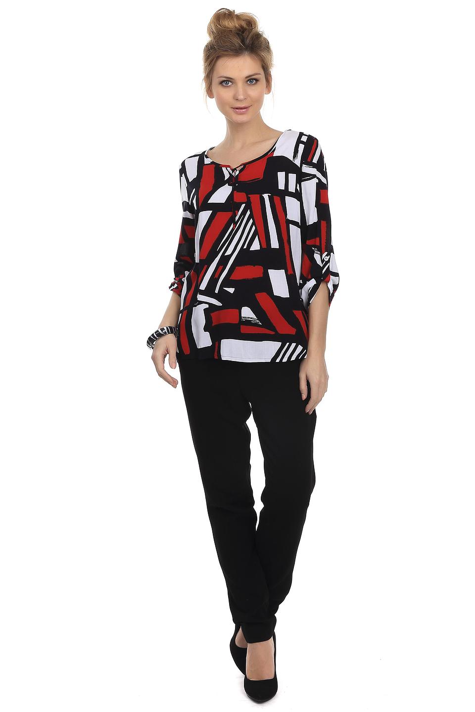 Блуза Lebek, черно-красная, с завязками